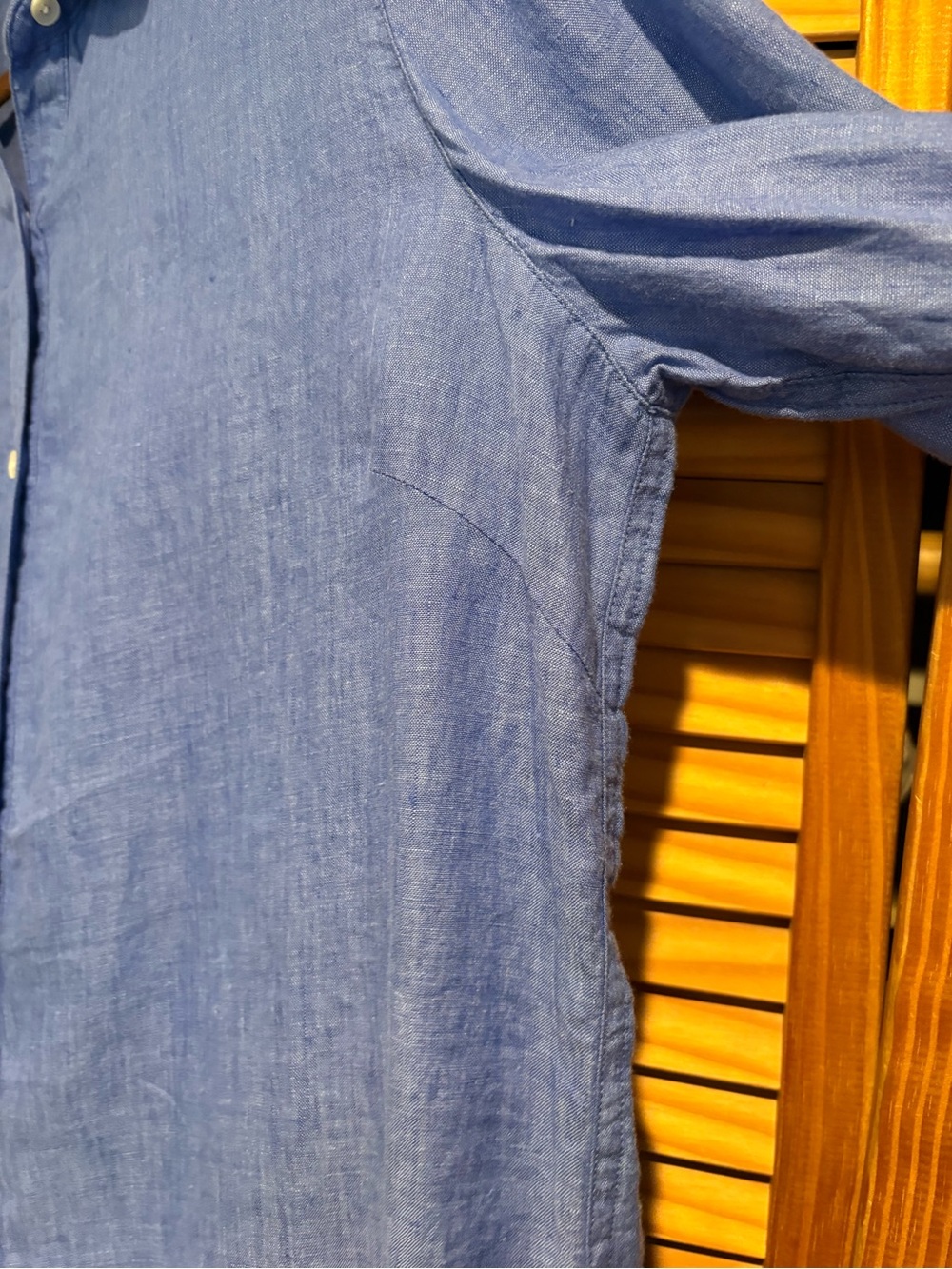 J. McLaughlin Blue Linen Shirt Lightweight Spring Summer Long sleeve Button Up - Picture 4 of 8